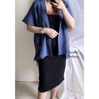 Cardigan Outer Rajut Multiway Biru