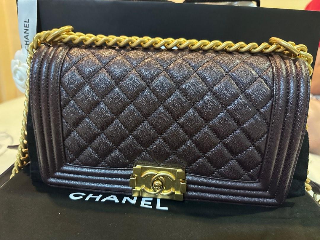 Chanel Boy Bag Quilted Caviar Silver-tone Old Medium Black in Caviar with  Silver-tone - US