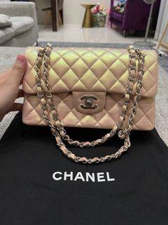 Chanel double Flap Small in Iridescent Pink