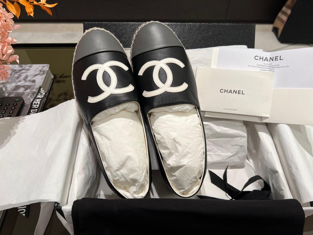 Below RTP CHANEL Espadrilles Black Gray Size 37