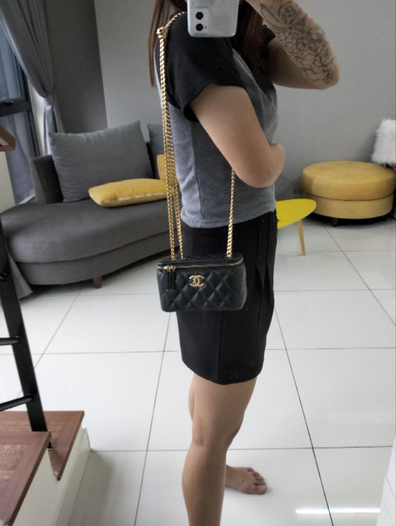 Túi xách Chanel Vanity case bag siêu cấp màu trắng viền đen size 17 cm   93314  Túi Xách Nữ Túi Xách Đẹp Túi Xách Giày Dép Nữ  Bước Thời Trang