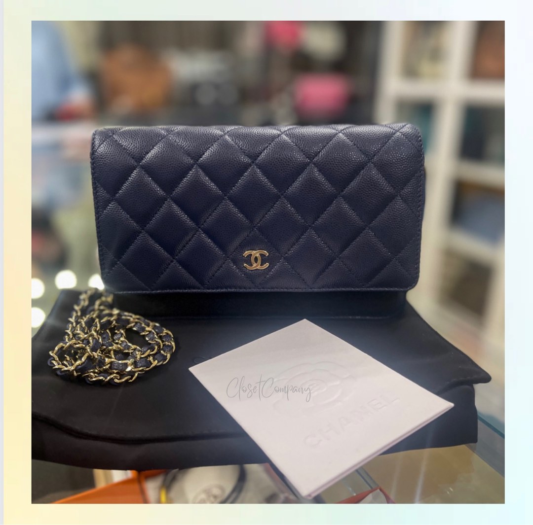 💯 Authentic Chanel Woc Caviar Navy Blue