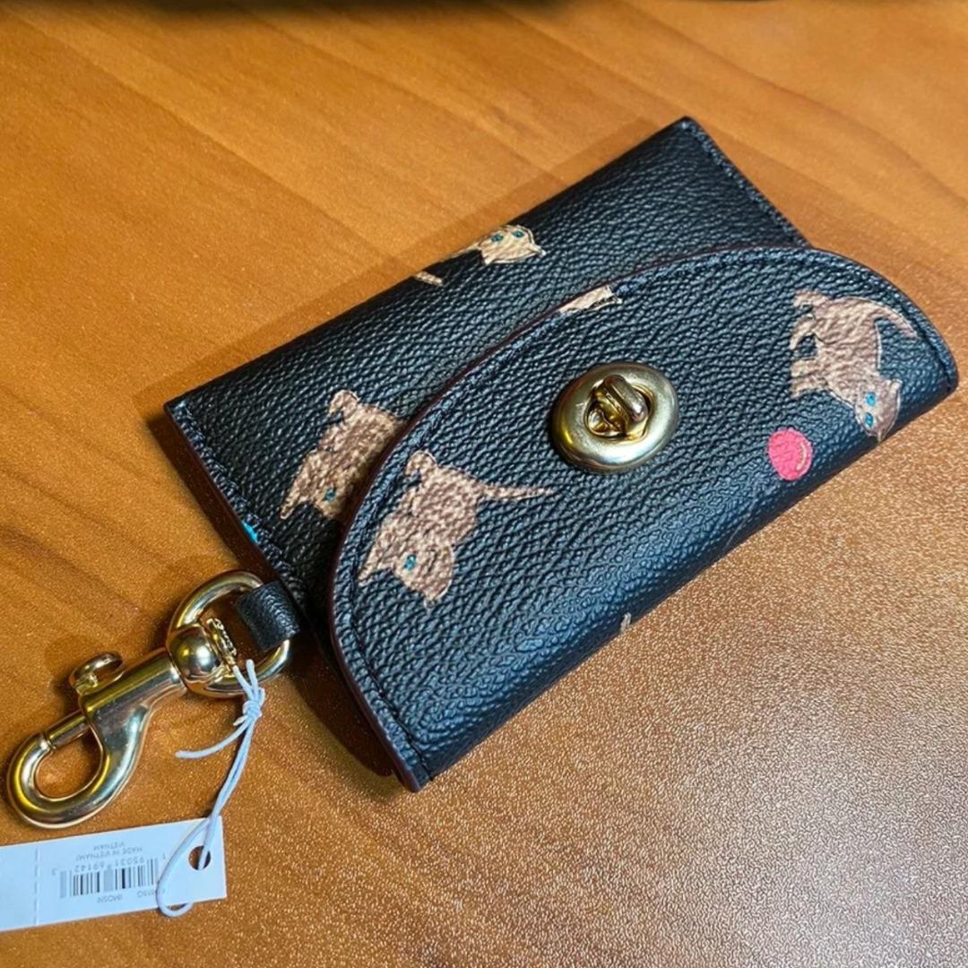 Coach Turnlock Card Case With Cat Dance Print New