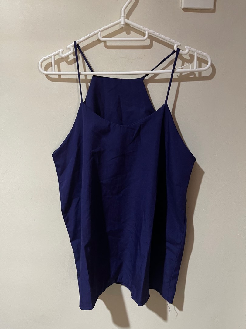 Dark purple halter top, Women's Fashion, Tops, Sleeveless on Carousell