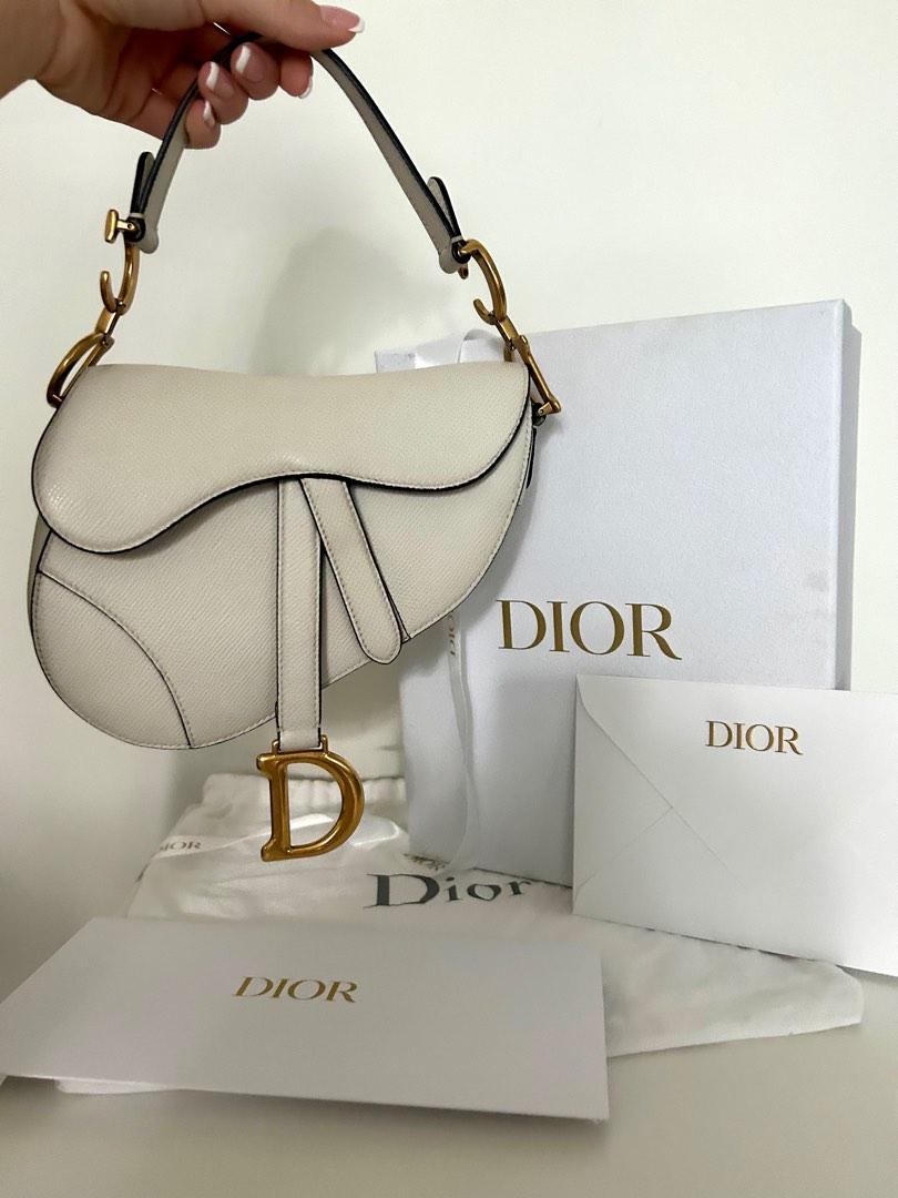 Dior Bag Saddle Mini White Latte Gold Hardware FULL SET with receipt 2020,  Luxury, Bags & Wallets on Carousell