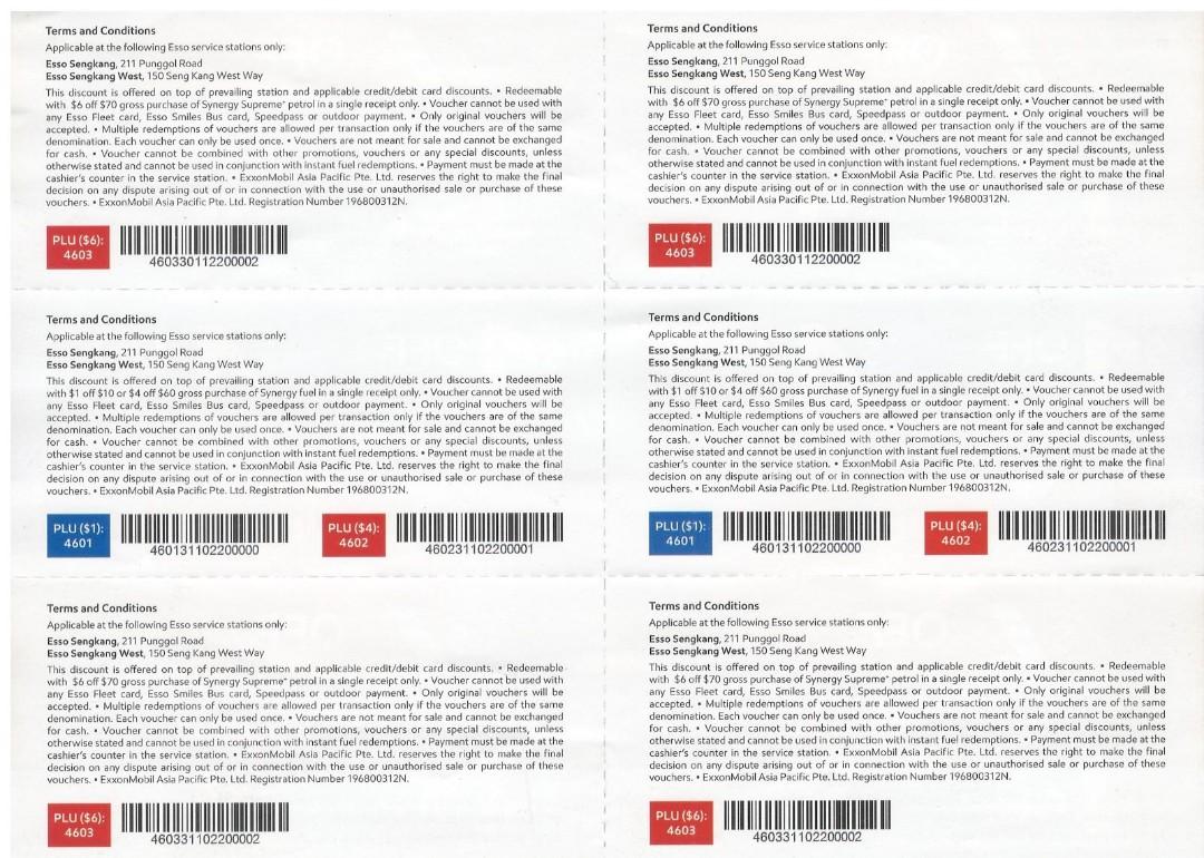 Esso Fuel Voucher, Tickets & Vouchers, Vouchers on Carousell