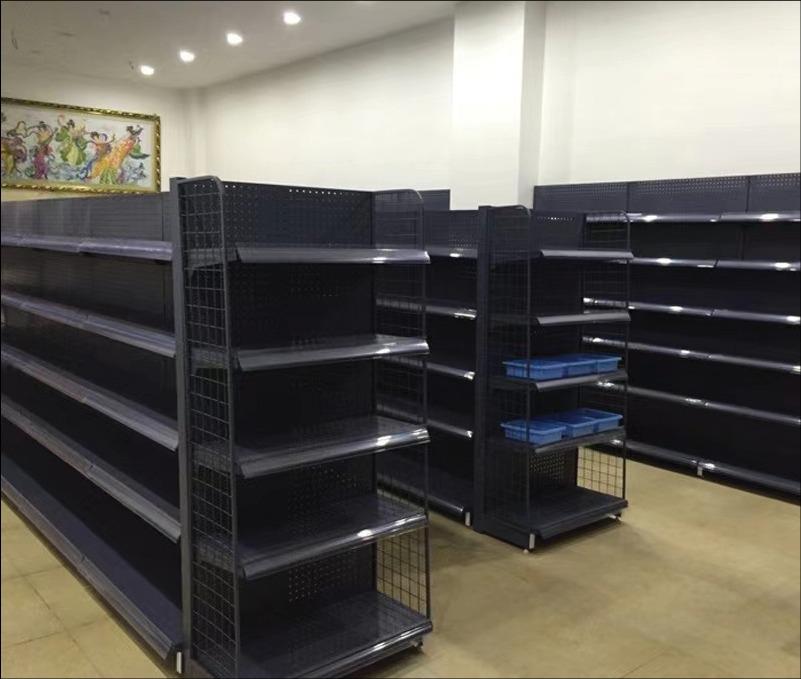 Gondola Rack Supermarket Display Rack Grocery Store Shelves Black Color