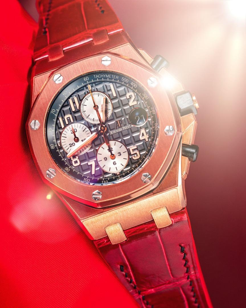 Handmade Hand stitched Watch Strap in Ferrari Red Crocodile