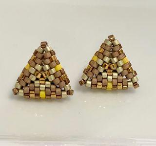 Handmade Triangle stud earrings in seed beads