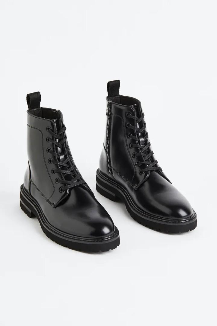 H&M LaceUp Boots, Men's Fashion, Footwear, Boots on Carousell
