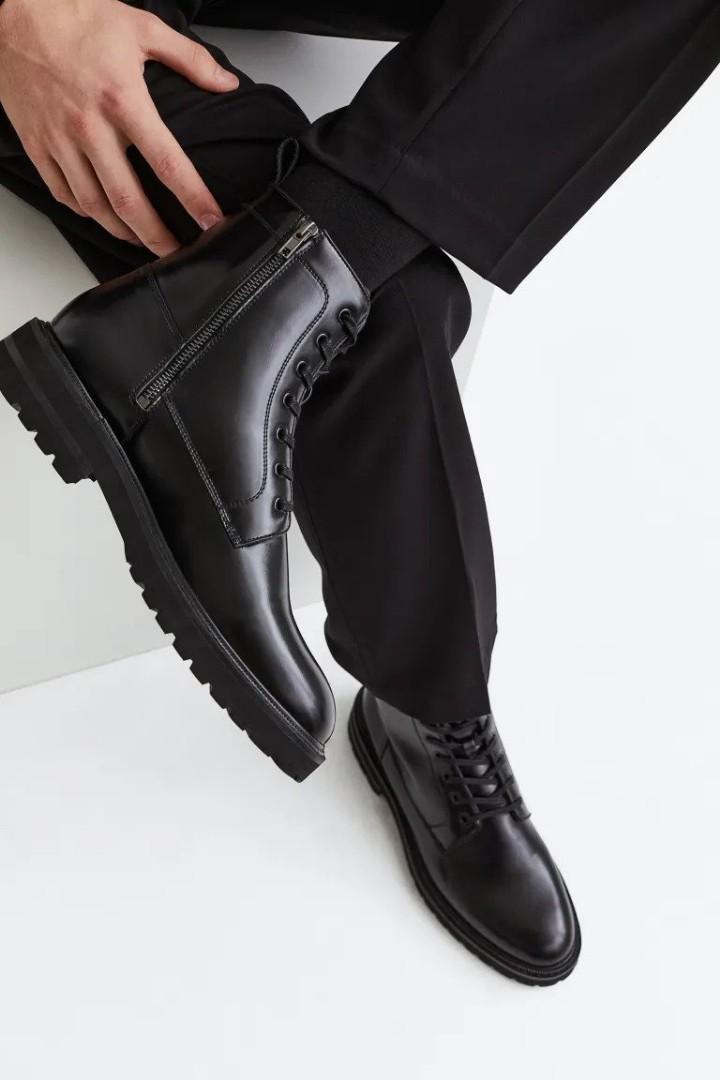 H M Lace Up Boots Men s Fashion Footwear Boots on Carousell