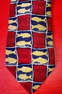 Hugo Boss Red & Yellow Fish Mens Necktie Tie, Made in Italy/ Great Gift!