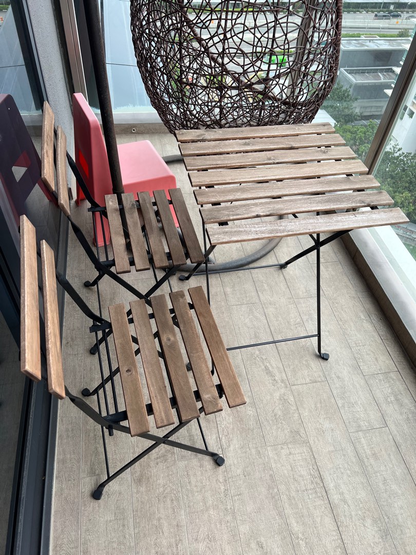 IKEA balcony table chair set, Furniture & Home Living, Outdoor