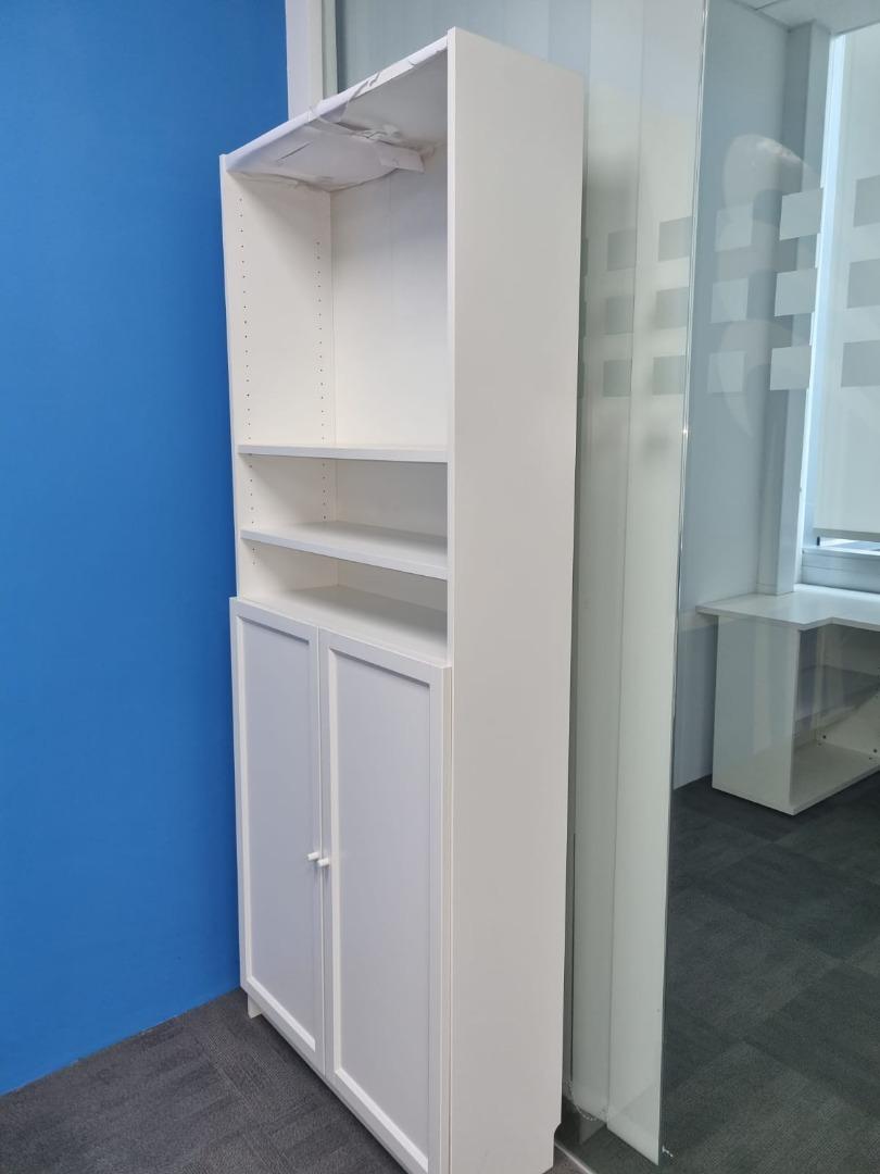 IKEA BILLY / OXBERG Bookcase with doors, white, 80x30x202 cm, Furniture & Home Living, Furniture