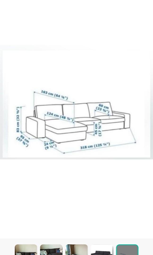 IKEA L SHAPE 3 SEATER SOFA KIVIK, Furniture & Home Living, Furniture