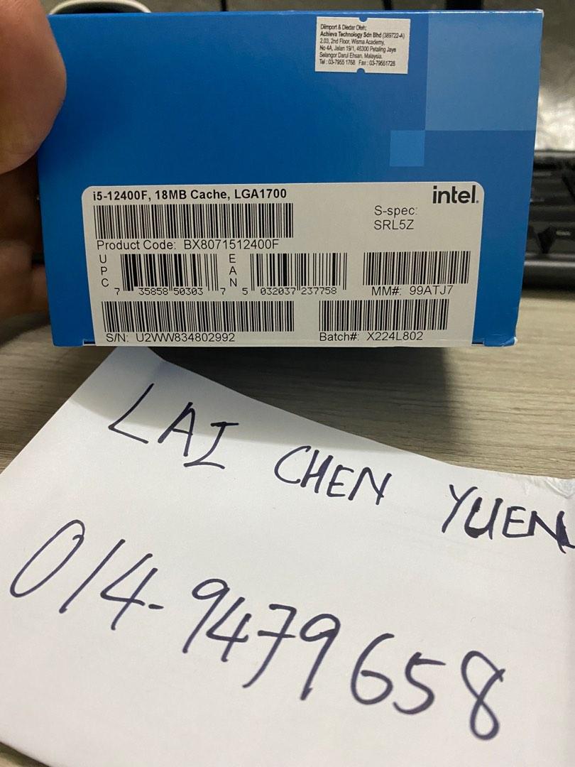INTEL CORE I5-12400F PROCESSOR, Computers & Tech, Parts & Accessories ...