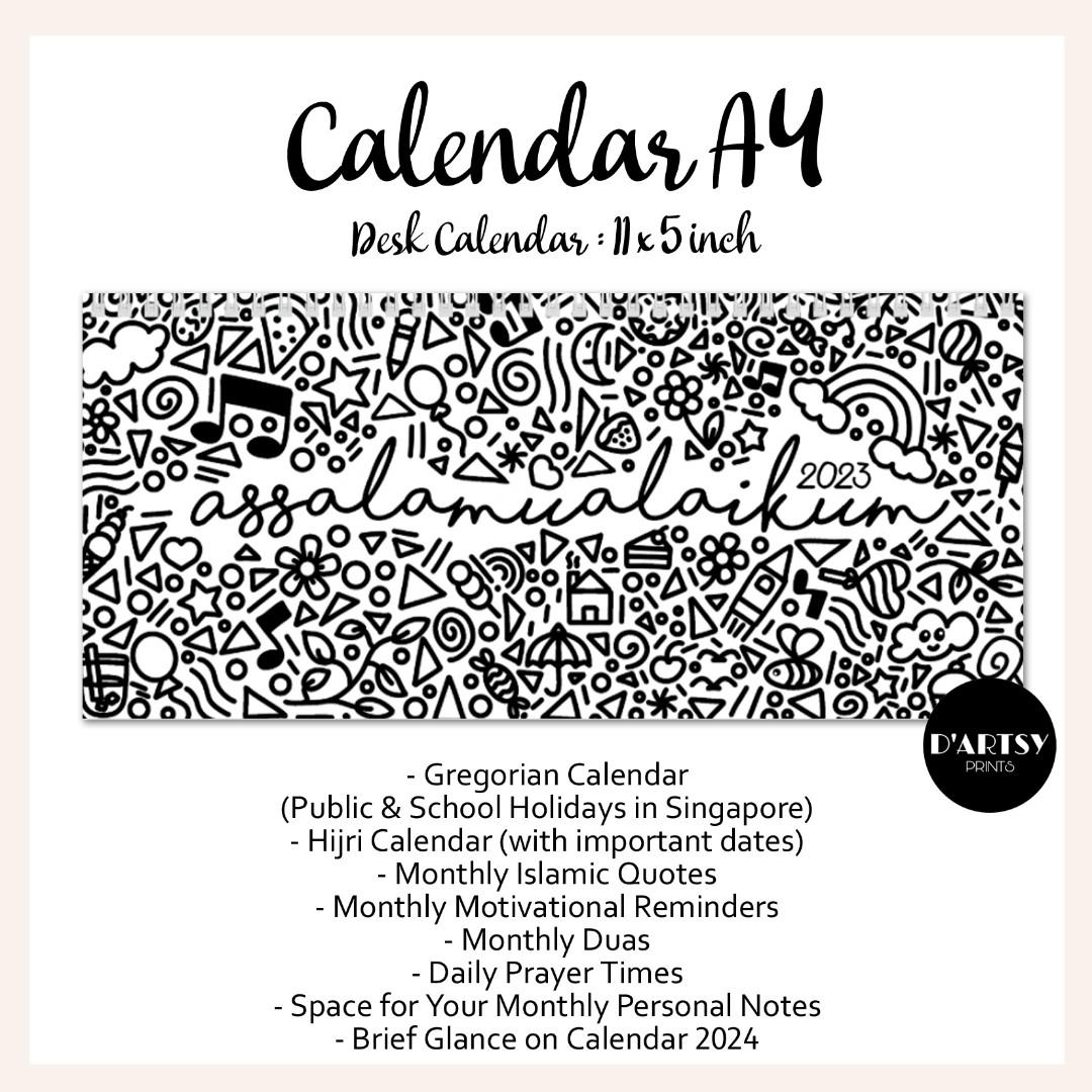 Islamic Calendar 2023 Code A4, Hobbies & Toys, Stationery & Craft