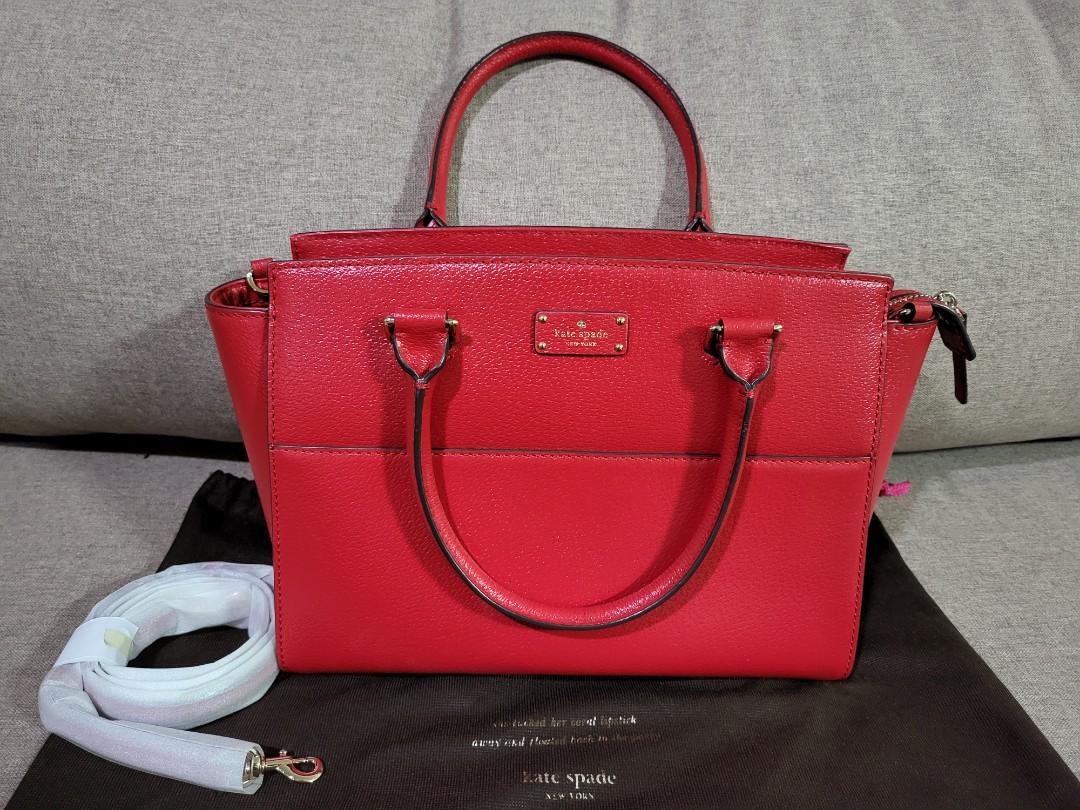 Kate Spade New York Grove Street Lana Satchel Red Women s Fashion Bags Wallets Shoulder Bags on Carousell