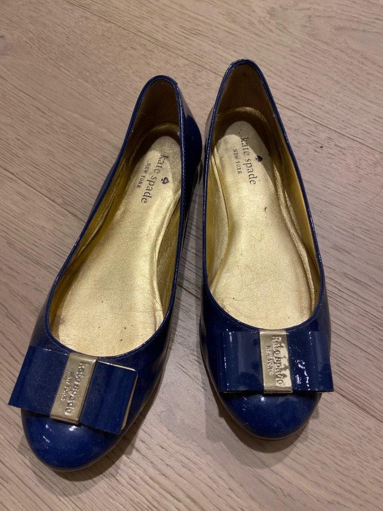 KATE SPADE parent leather blue flats 6M like new Women s Fashion Footwear Flats on Carousell
