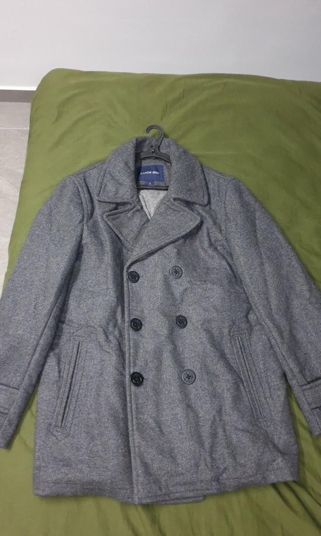 Lands end wool pea coat. Men s Fashion Coats Jackets and Outerwear on Carousell