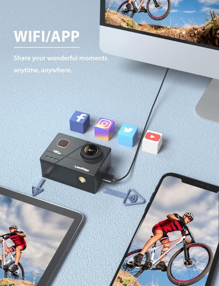 LeadEdge Action Camera 4K/30FPS 1080P/60FPS 20MP EIS AntiShake