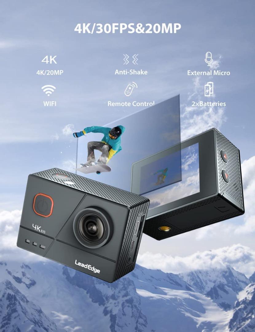 LeadEdge Action Camera 4K/30FPS 1080P/60FPS 20MP EIS AntiShake