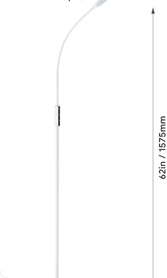 LED Floor Lamp White with 5 Brightness Levels & 3 Colors, Gladle