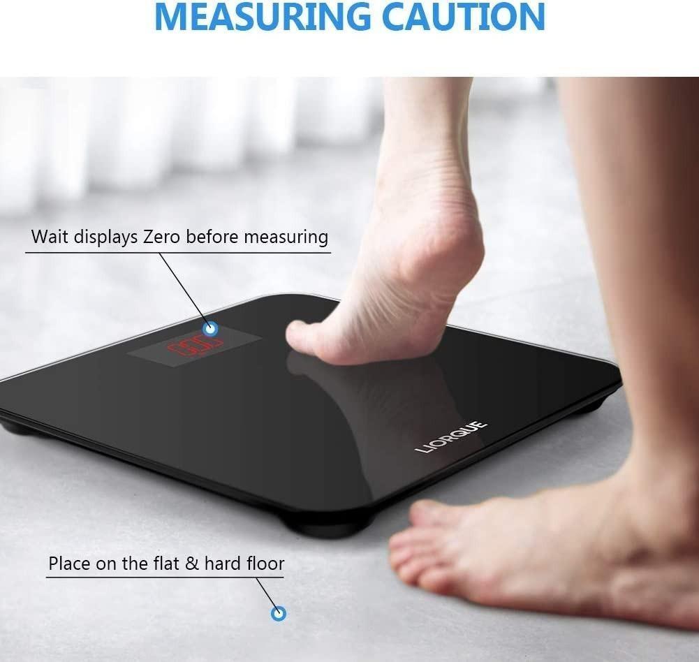 Digital Scale, Body Weight Bathroom Scale 396lb/180kg High Accuracy,  Step-On Technology with Lithium Rechargeable Battery. - Black, New 