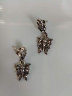 Kultura Metallic Vintage Butterfly Earrings