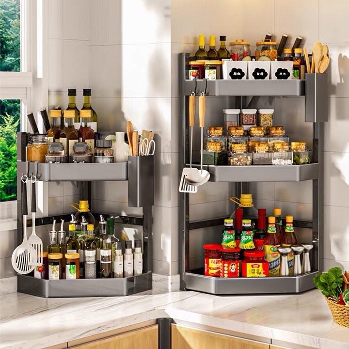 Multi Tier Kitchen Corner Countertop Storage Rack for Sauces Condiments Furniture Home Living Kitchenware Tableware Food Organisation Storage on Carousell