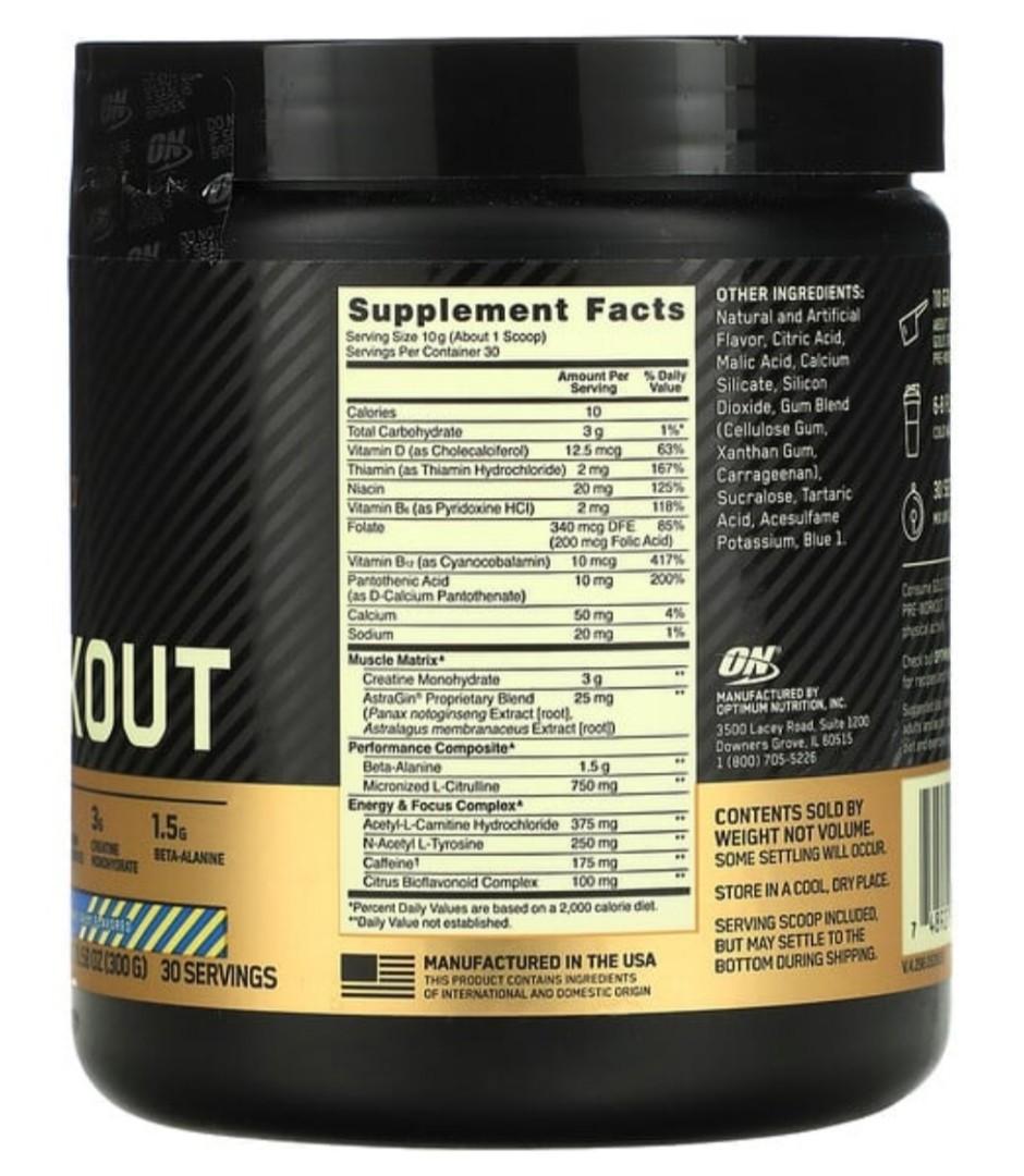 *New* Optimum Nutrition Pre-Workout, Health & Nutrition, Health ...