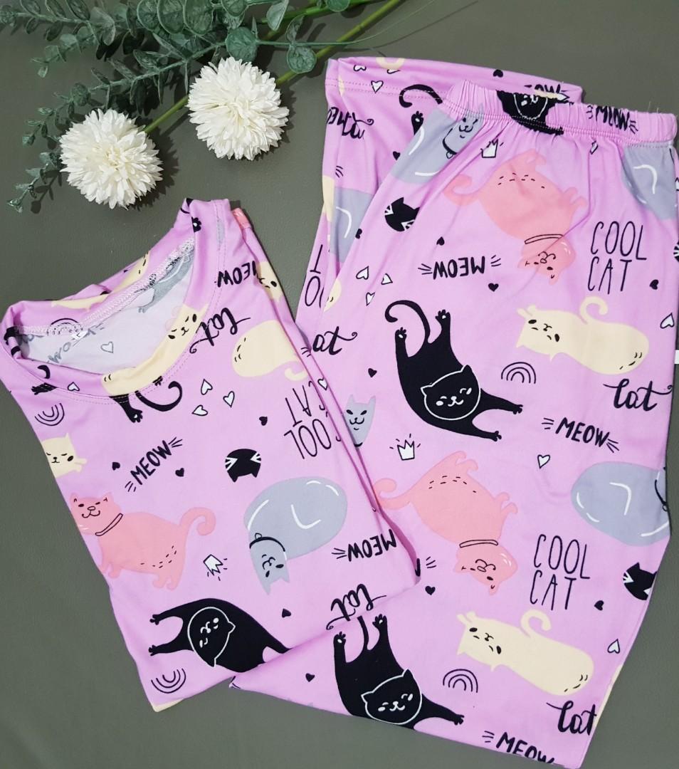 Pajama set for Adults (Pink Cat), Women's Fashion, Dresses & Sets, Sets ...