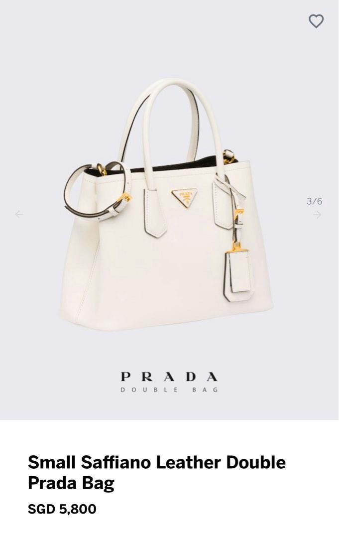 Small Saffiano Leather Double Prada Bag 31*14*23cm 1BG887, White, One Size