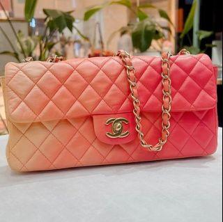 Chanel East West flap bag Coral Red 