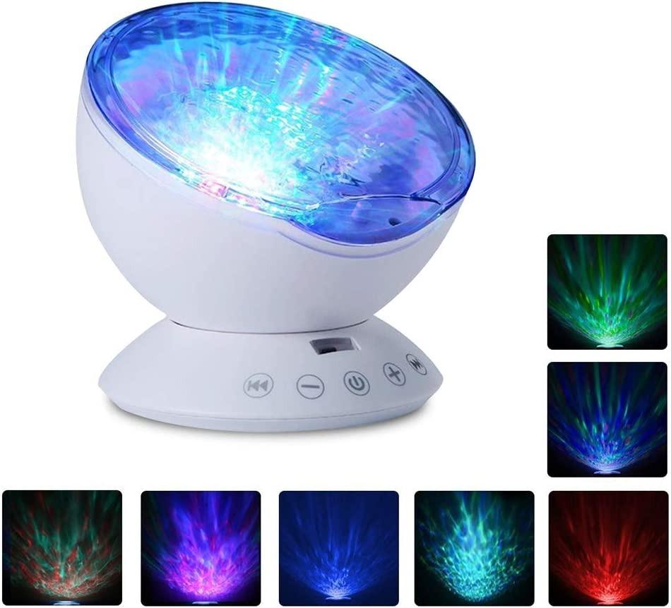 Remote Control Ocean Wave Projector,12 LED &7 Colors Night Light