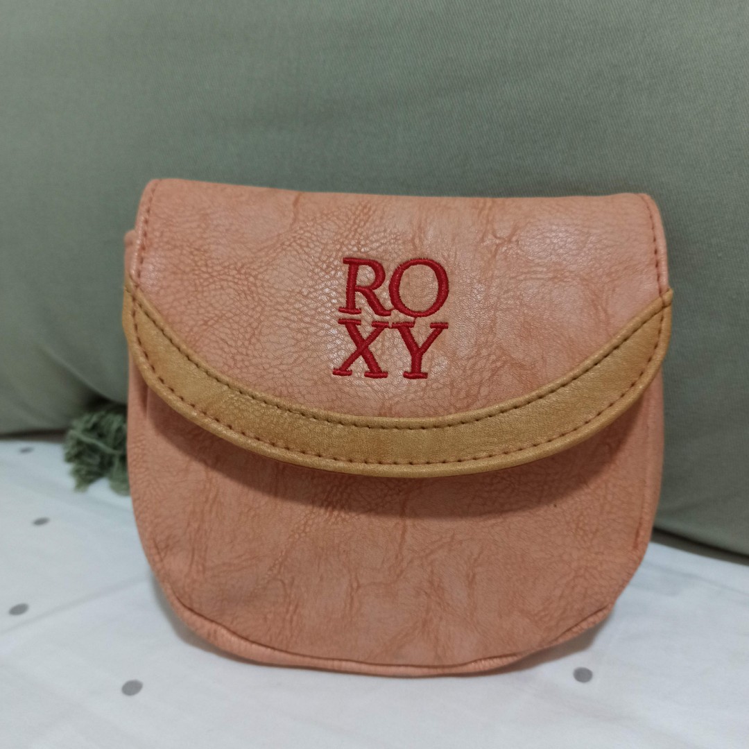 Roxy Purse Pink White Cream Faux Brown Leather Handle & Base