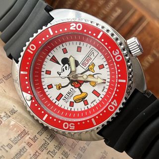 Seiko Diver Disney 米奇 男士百事可樂圈手錶 自動上鍊 復古 絕版64201237988481110