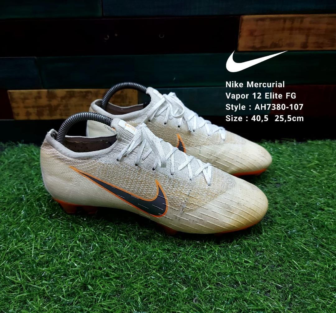 Sepatu Bola Nike Mercurial Vapor XII Elite FG White Orange AH7380 107 Size 40 5