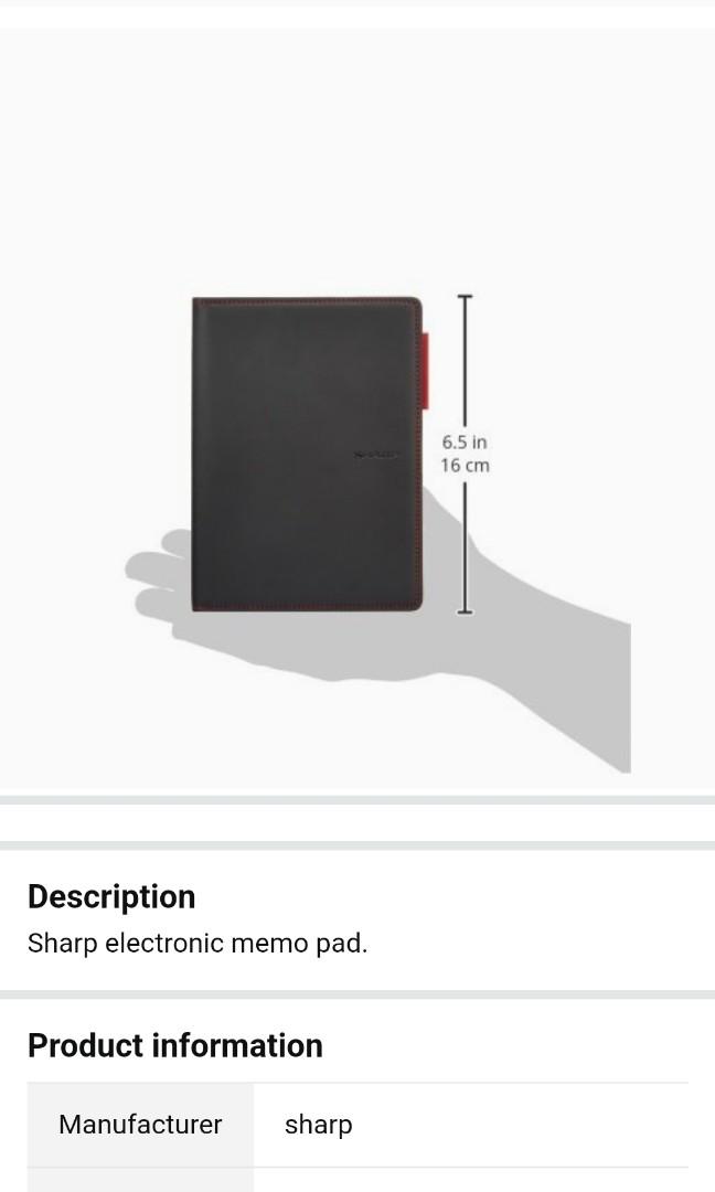 Sharp Electronic Memo Pad,Notebook/Hand writing WGN20 with cover and