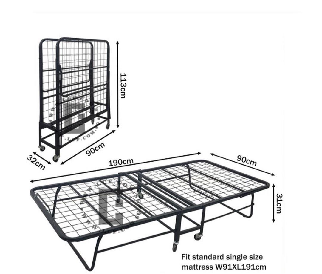 Single size folding metal bed frame Single Metal Fold Up Bed, Furniture