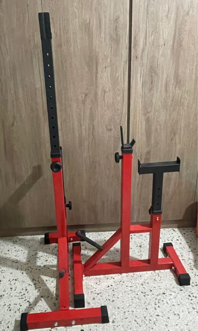 Good as new Squat stands with safety catch Sports Equipment Exercise Fitness Weights Dumbbells on Carousell