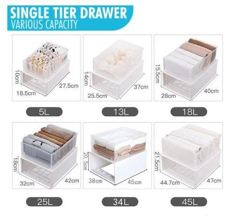 Stackable Storage Home Organiser/Storage Box/Single Tier Drawer - 7 ...