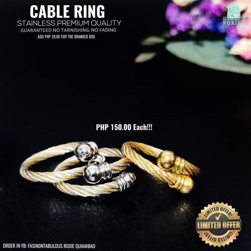 STAINLESS STEEL CABLE RINGS, Women's Fashion, Jewelry & Organizers
