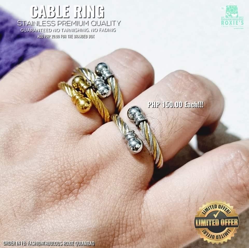STAINLESS STEEL CABLE RINGS, Women's Fashion, Jewelry & Organizers