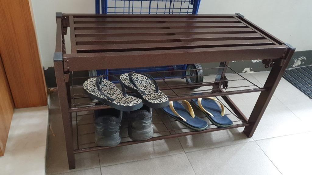 Strong and Sturdy Wrought Iron Shoe Rack Bench, Furniture & Home Living ...