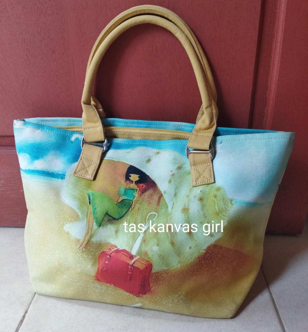 Tas kanvas wanita, Fesyen Wanita, Tas & Dompet di Carousell