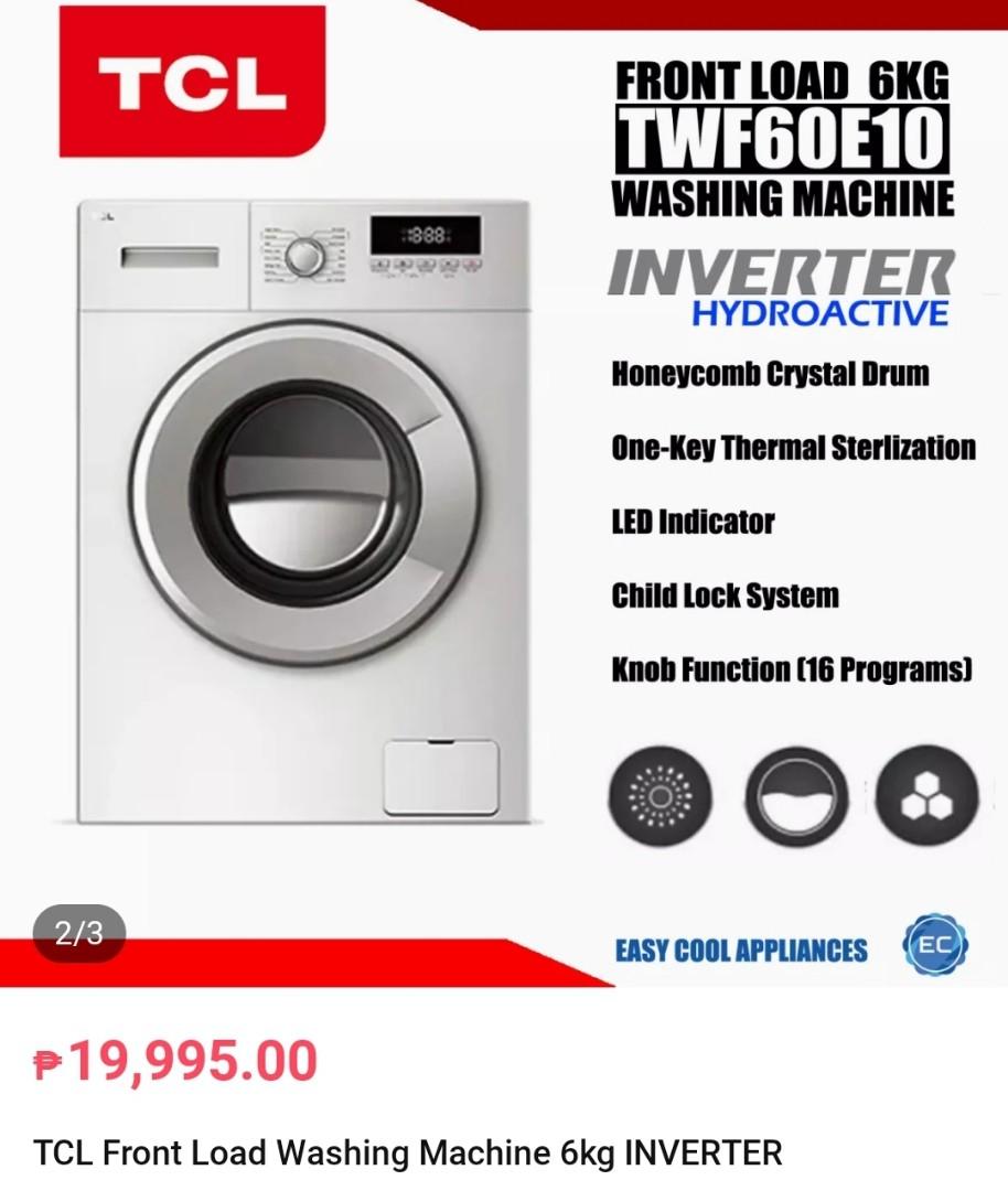 TCL 6kg Front Load Fully Automatic Washing Machine (TWF60E10), TV