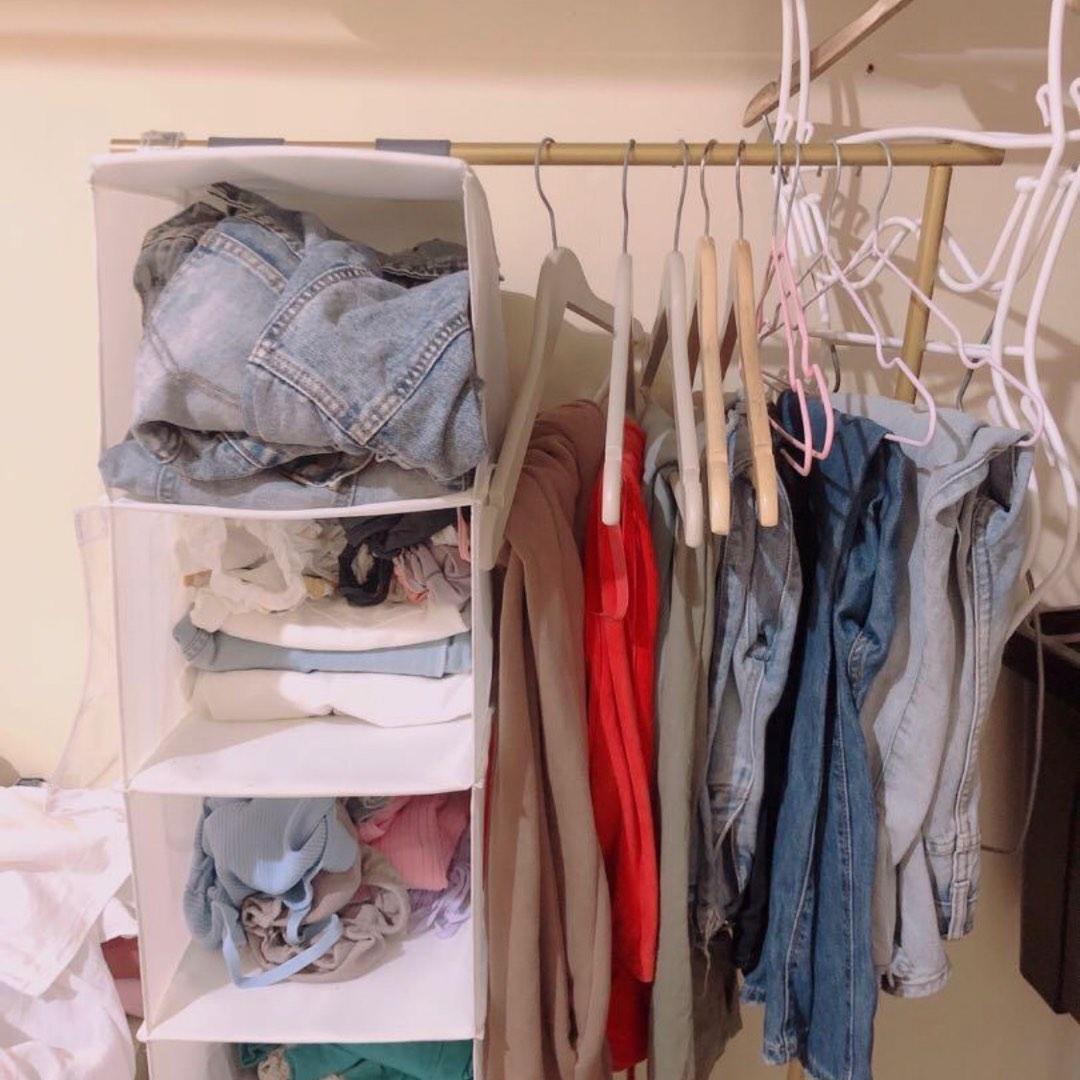 Used clothes rack metal gold, Furniture & Home Living, Home Improvement & Organization, Clothes