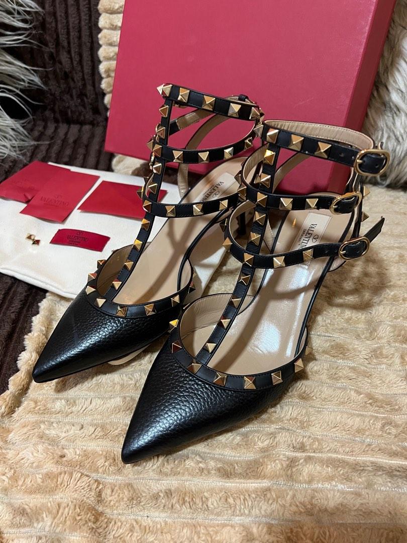 Valentino rockstud kitten heels black top