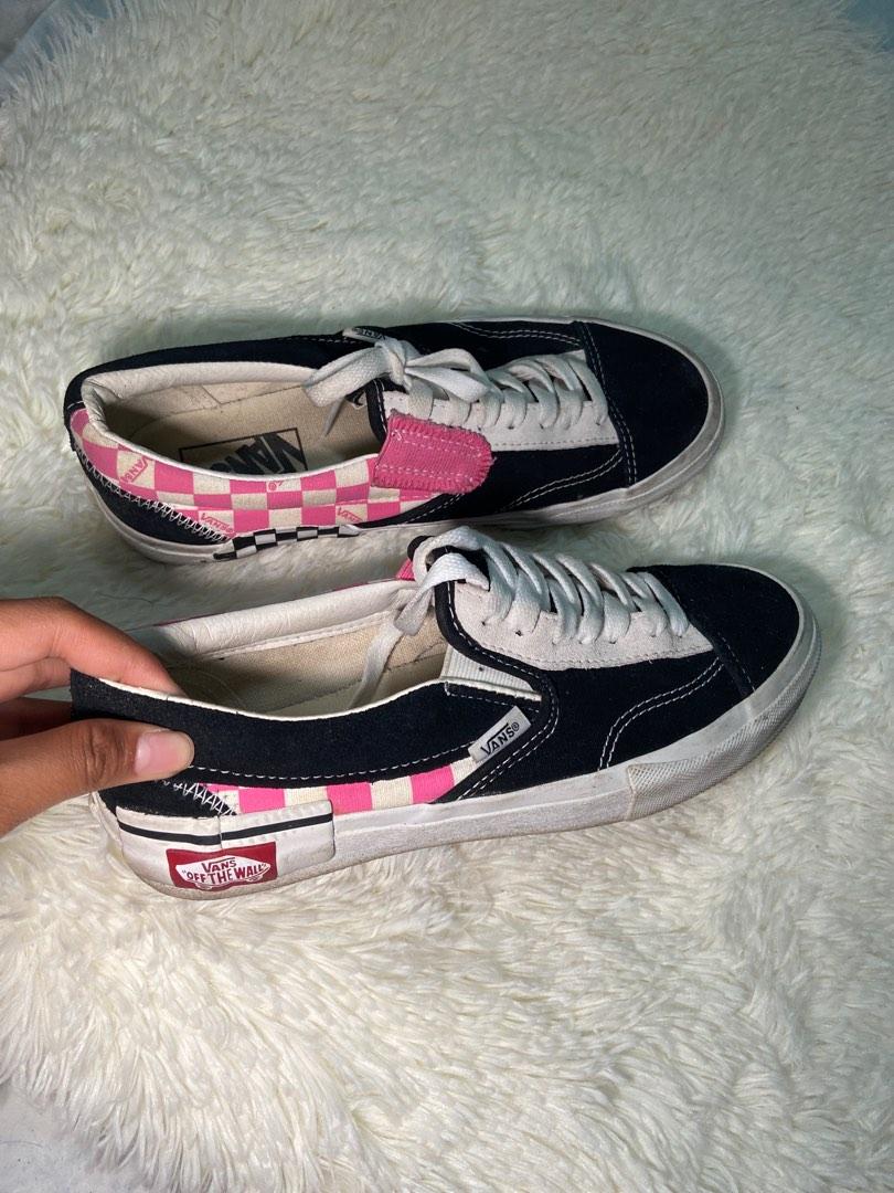 Vans black online and pink checkerboard